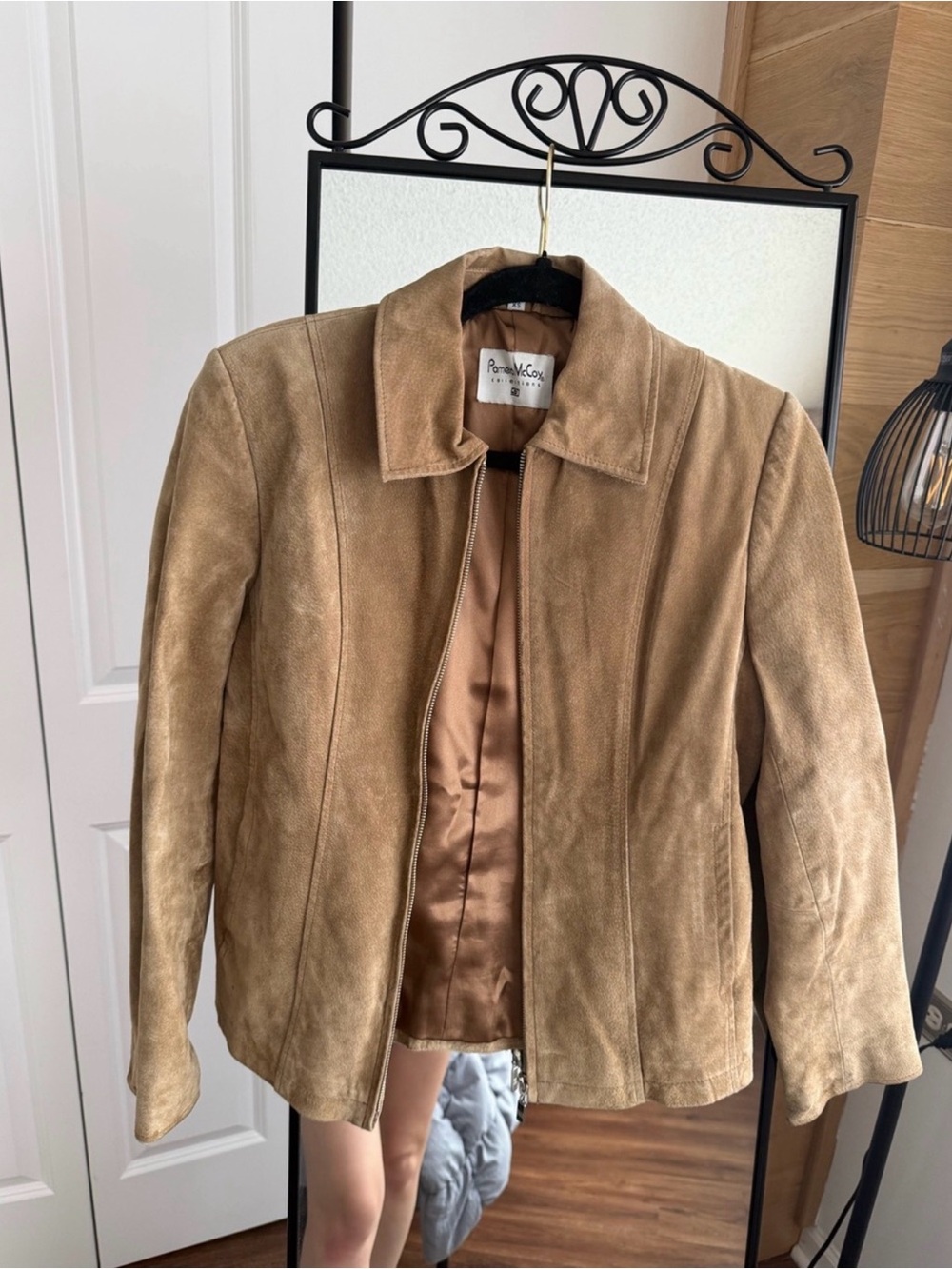 100 % leather jacket tan/camel color Xs size